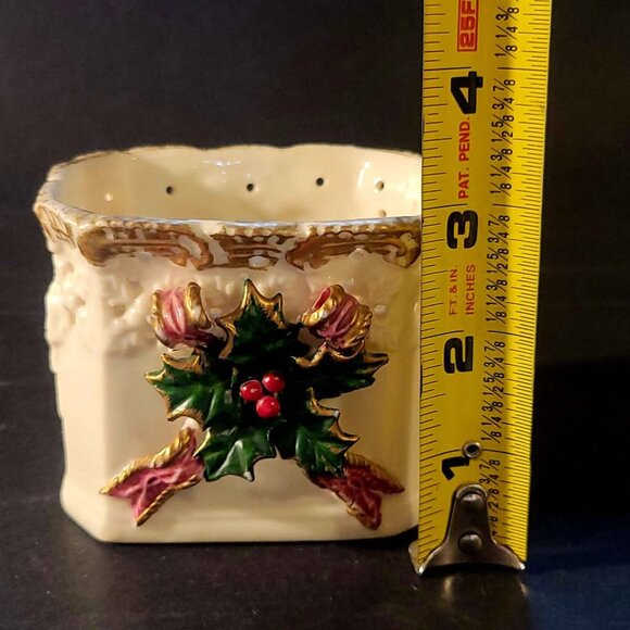 Vintage Ceramic Christmas Trinket Box, Planter, Candy Dish, Votive Candle Holder - Picture 8 of 9